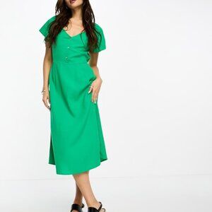 Vero Moda Linen Dress, Green, Size Large